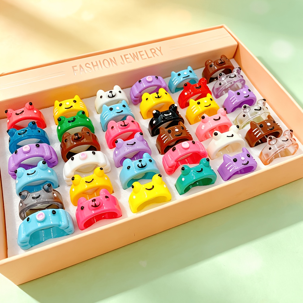 12pc Women's Cute Cartoon Small Animal Ring Set, Fun Gift